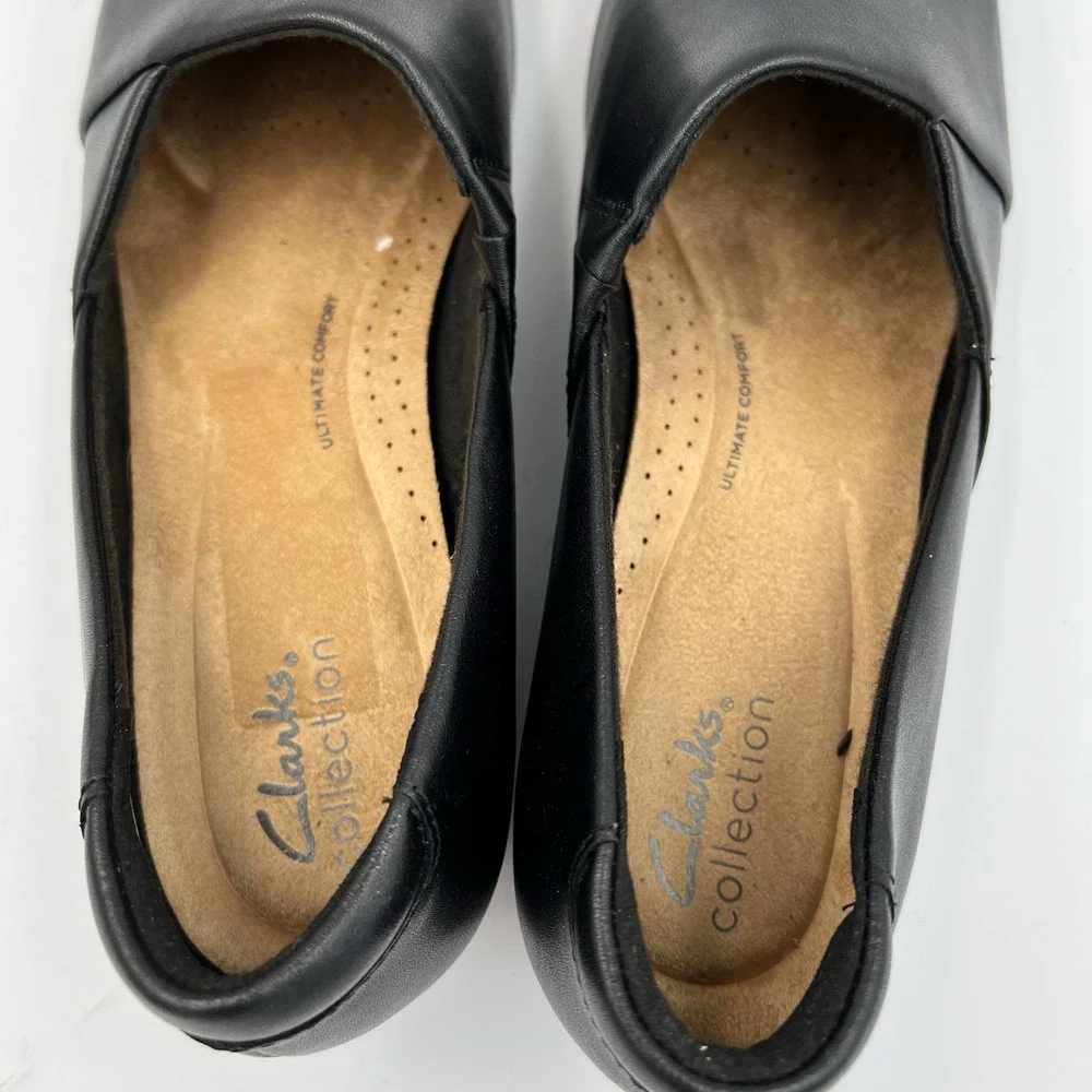 NEW! Clarks‎ Women's Juliet Palm Black Leather Loafer Women's Sz 9M Slip On